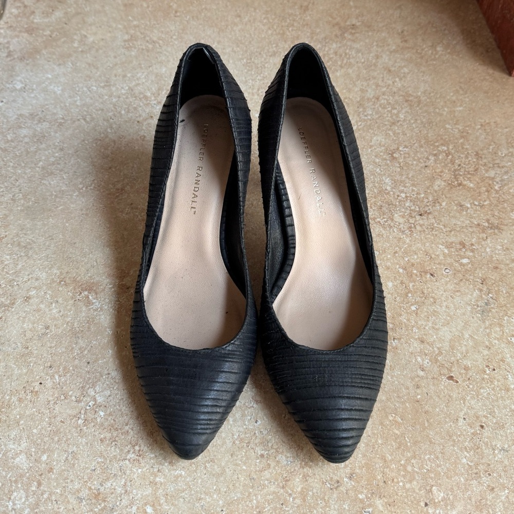 Loeffler Randall black leather pumps